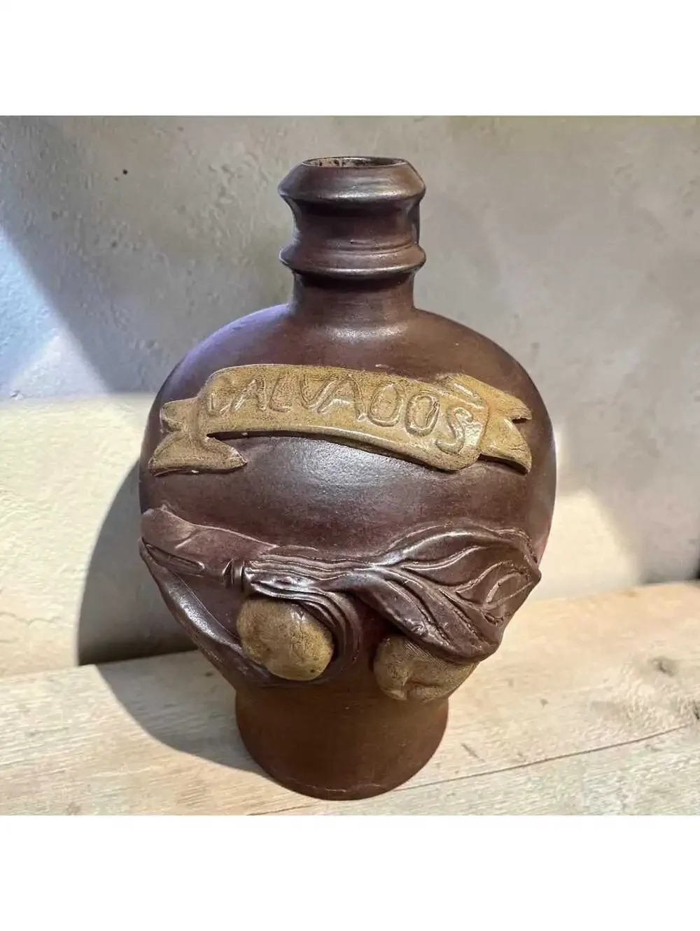 Antique French Earthenware Calvados Jug.